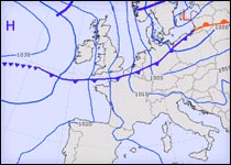 Carta meteo con situazione barica al suolo