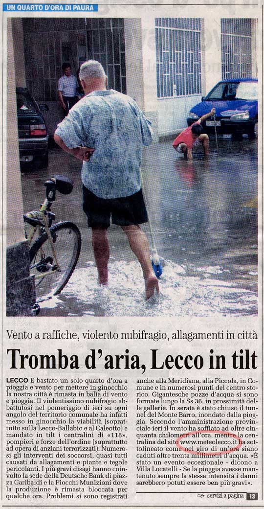 Articolo de "La Provincia" di Lecco di Venerdì 2 Luglio 2004