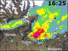 Rilevamento radar delle precipitazioni in corso